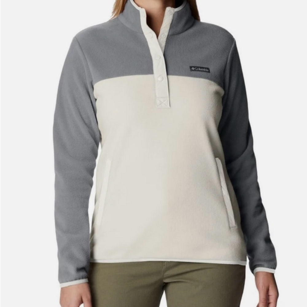NWT Columbia Benton Springs Two-Tone Fleece Pullover 1/2 button up JK 111